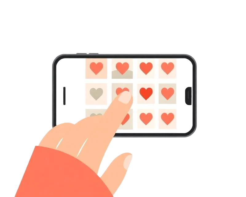 Kunde wählt Fotos auf dem Smartphone aus