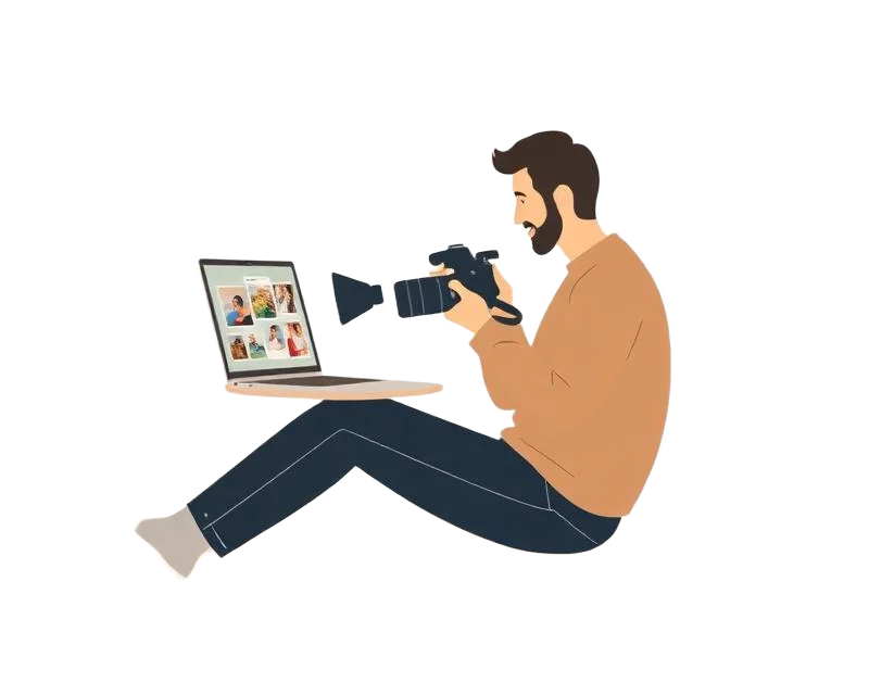 Fotograf arbeitet mit piclovely